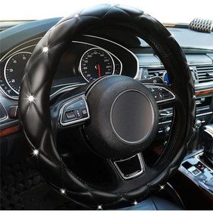 Diamond Leather Bling Steering Wheel Cover, Universal Car Steering Protector